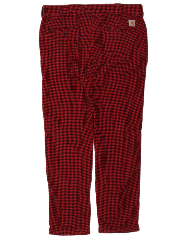 Carhartt Herren gerade Chinohose XL W40 L32 rote Hahnentritt-Baumwolle