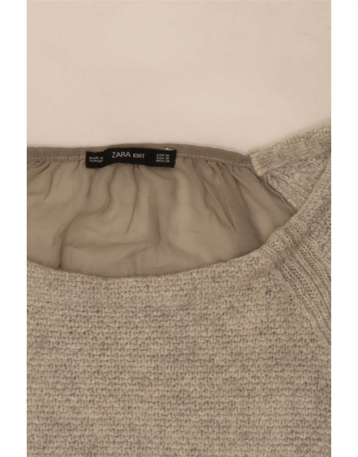 Zara Damen Top Langarm UK 12 Mittelgrau