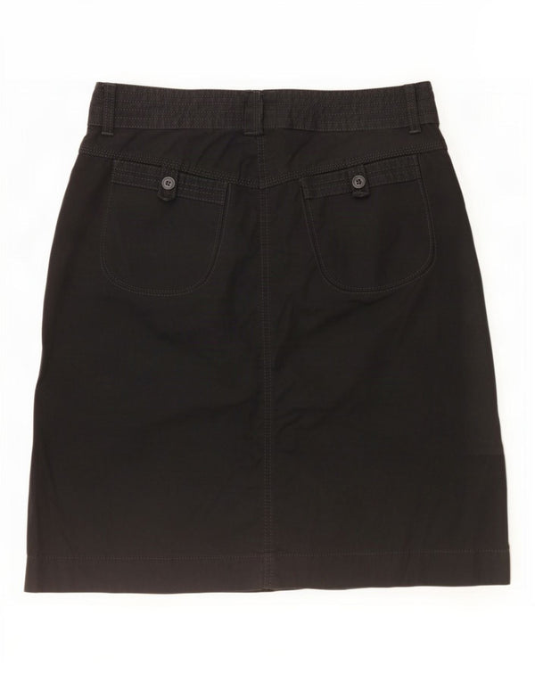 Marks & Spencer Damen gerader Rock UK 14 Large W34 Schwarze Baumwolle