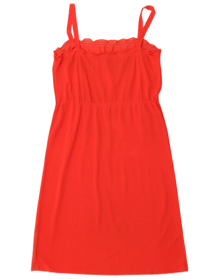 Vintage Damen Sonnenkleid IT 46 Großes rotes Blumen-Triacetat