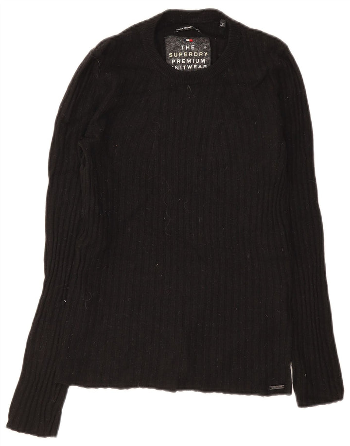Superdry Damen-Pullover mit Rundhalsausschnitt, Gr. 8, Schwarz, Wolle