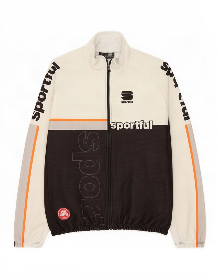 Sportful Herren-Trainingsanzugoberteil mit Grafik, XL, weißes Farbblock-Polyester