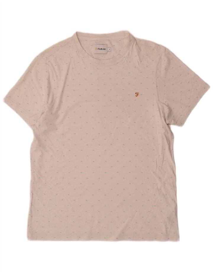 Farah Herren-T-Shirt mit abstraktem Muster, mittelweiße Baumwolle