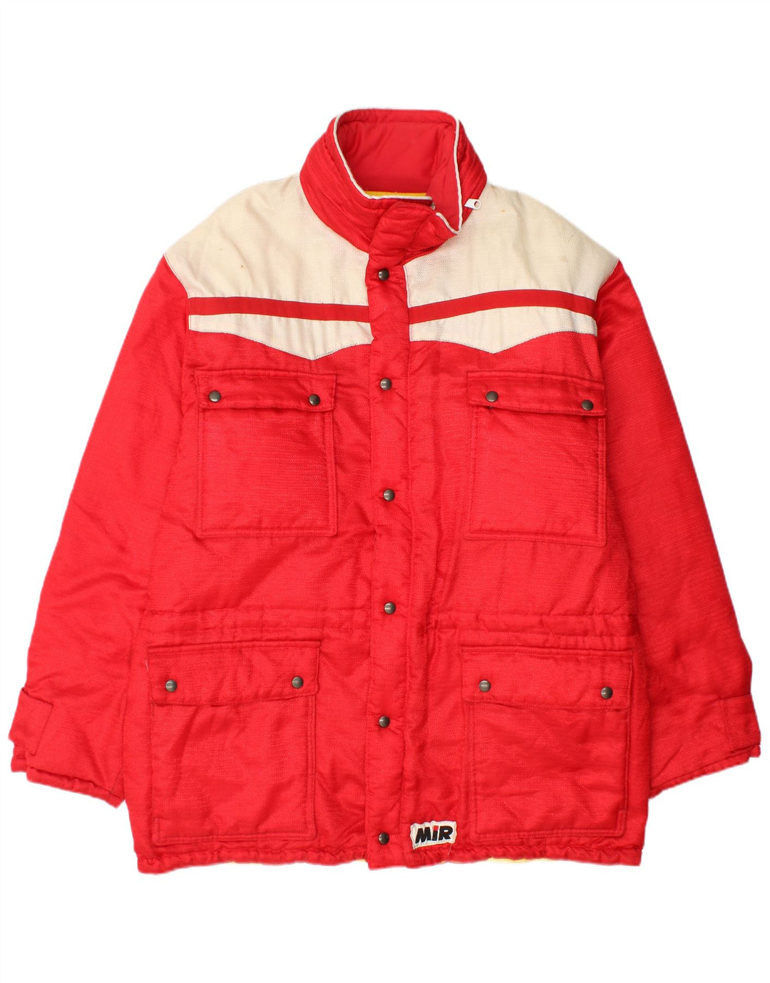 Gepolsterter Vintage-Mantel für Herren, Größe 40, groß, rot, Farbblock