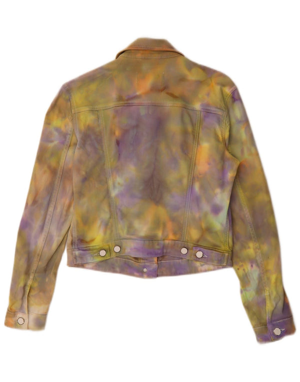 Hugo Boss Damen Jeansjacke UK 10 Small Mehrfarbige Batik-Baumwolle