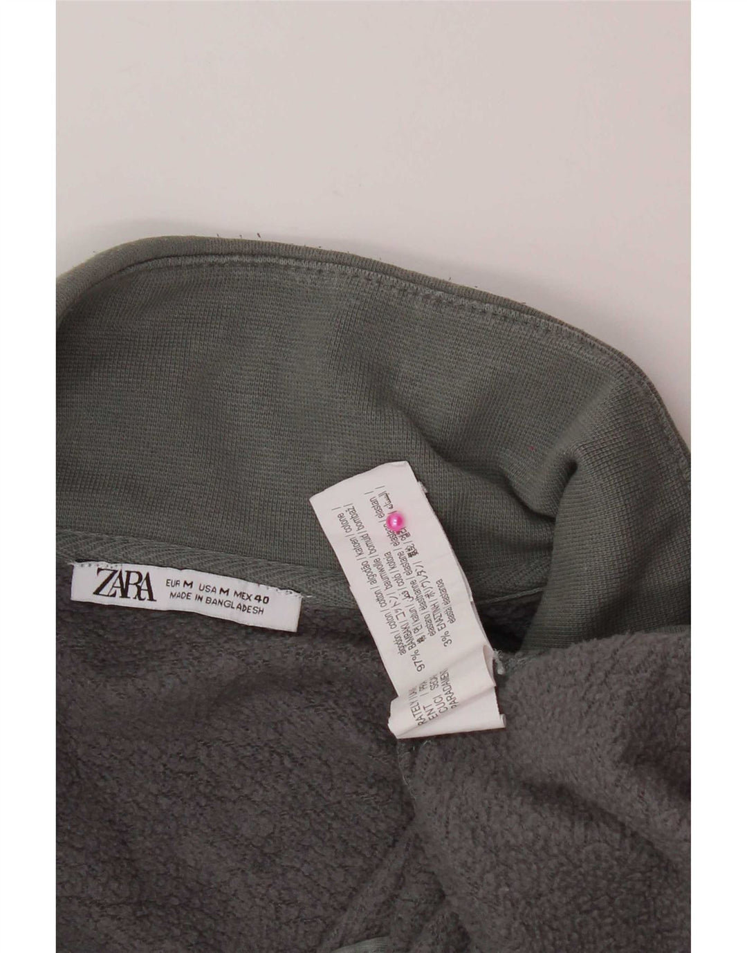 Zara Herren-Sweatshirt mit Reißverschluss am Hals, mittelgraue Baumwolle