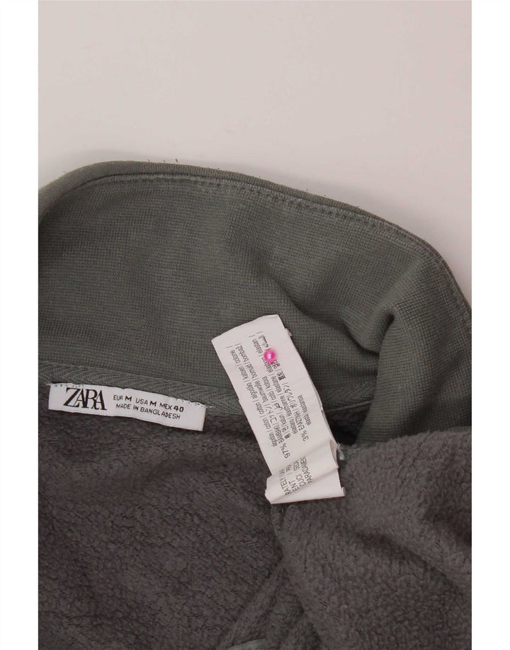 Zara Herren-Sweatshirt mit Reißverschluss am Hals, mittelgraue Baumwolle