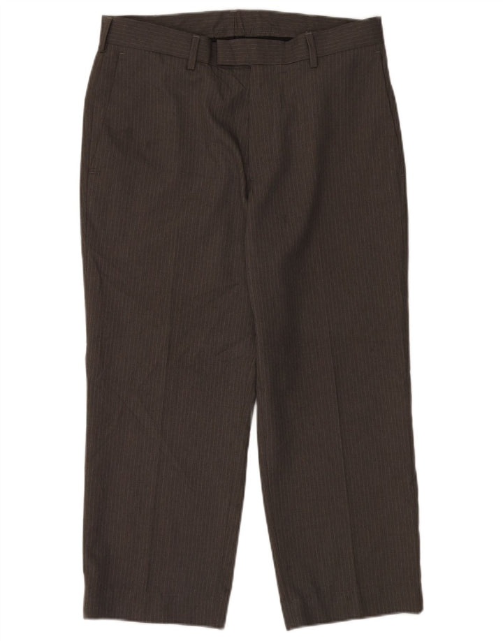 Farah Gerade geschnittene Herrenhose W32 L24 Graues Nadelstreifen-Polyester