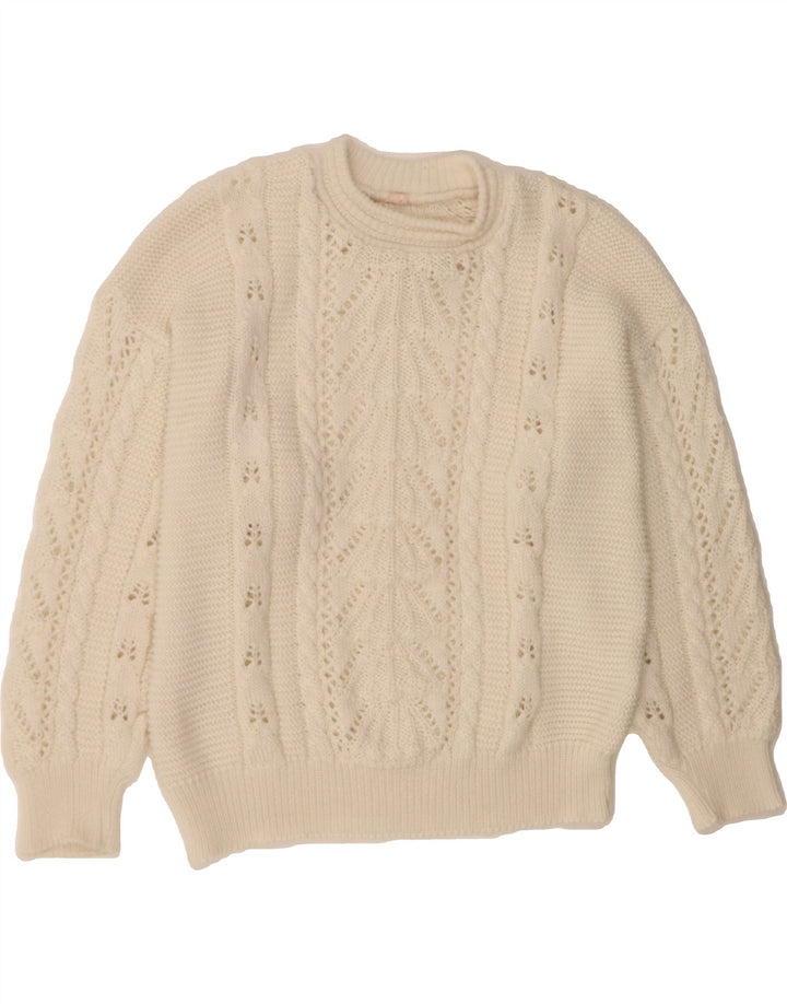 VINTAGE Womens Crew Neck Jumper Sweater UK 16 Large White Vintage Vintage and Second-Hand Vintage from Messina Hembry 