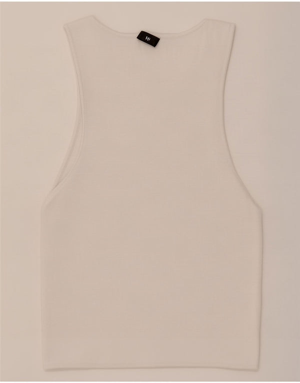 Zara Damen Crop Vest Top UK 8 Small Weiße Viskose
