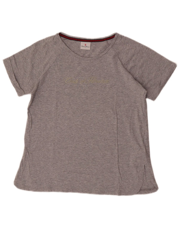 Conte of Florence Grafik-T-Shirt-Oberteil für Damen, UK 16, Größe L, Grau, Baumwolle