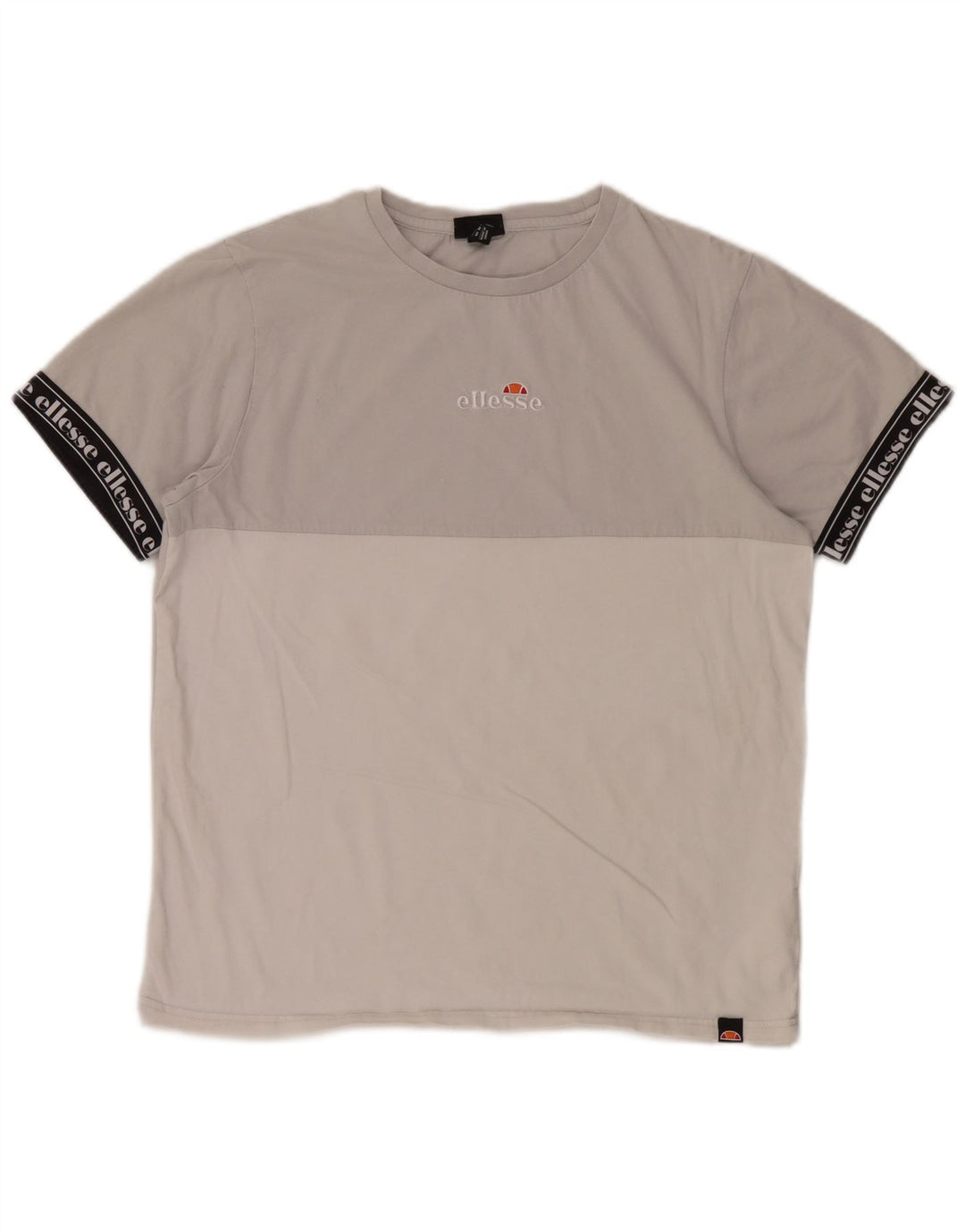 Ellesse Herren Grafik-T-Shirt-Oberteil aus mittelgrauer Colourblock-Baumwolle