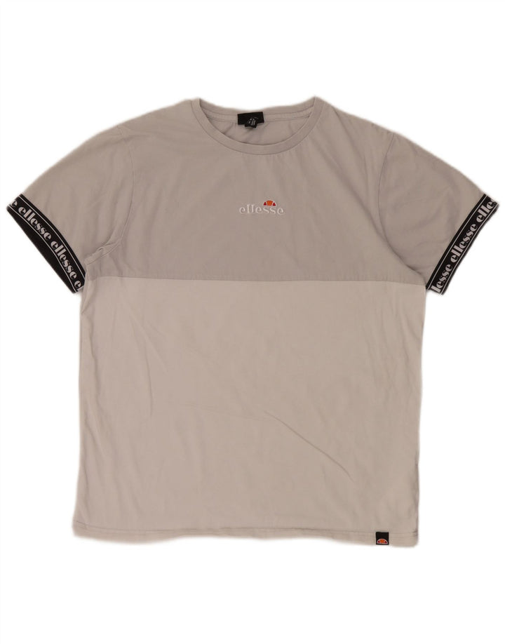 Ellesse Herren Grafik-T-Shirt-Oberteil aus mittelgrauer Colourblock-Baumwolle