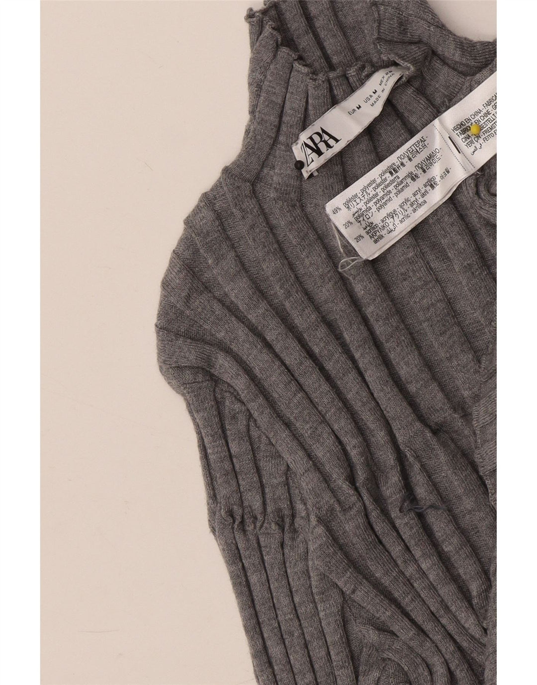 Zara Damen-Pullover mit Rollkragen, UK 12, Mittelgrau, Polyester