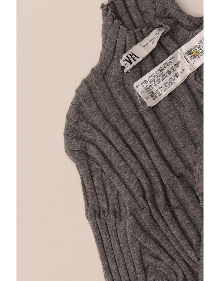 Zara Damen-Pullover mit Rollkragen, UK 12, Mittelgrau, Polyester