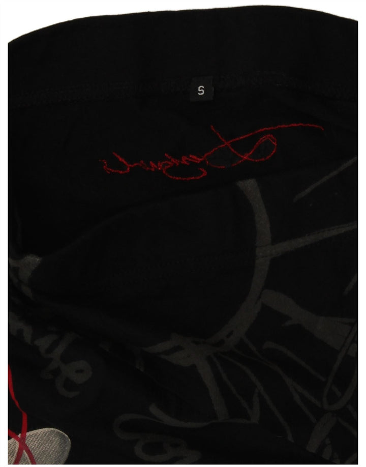 Desigual Womens Graphic A-Line Rock Small W26 Schwarz geblümt