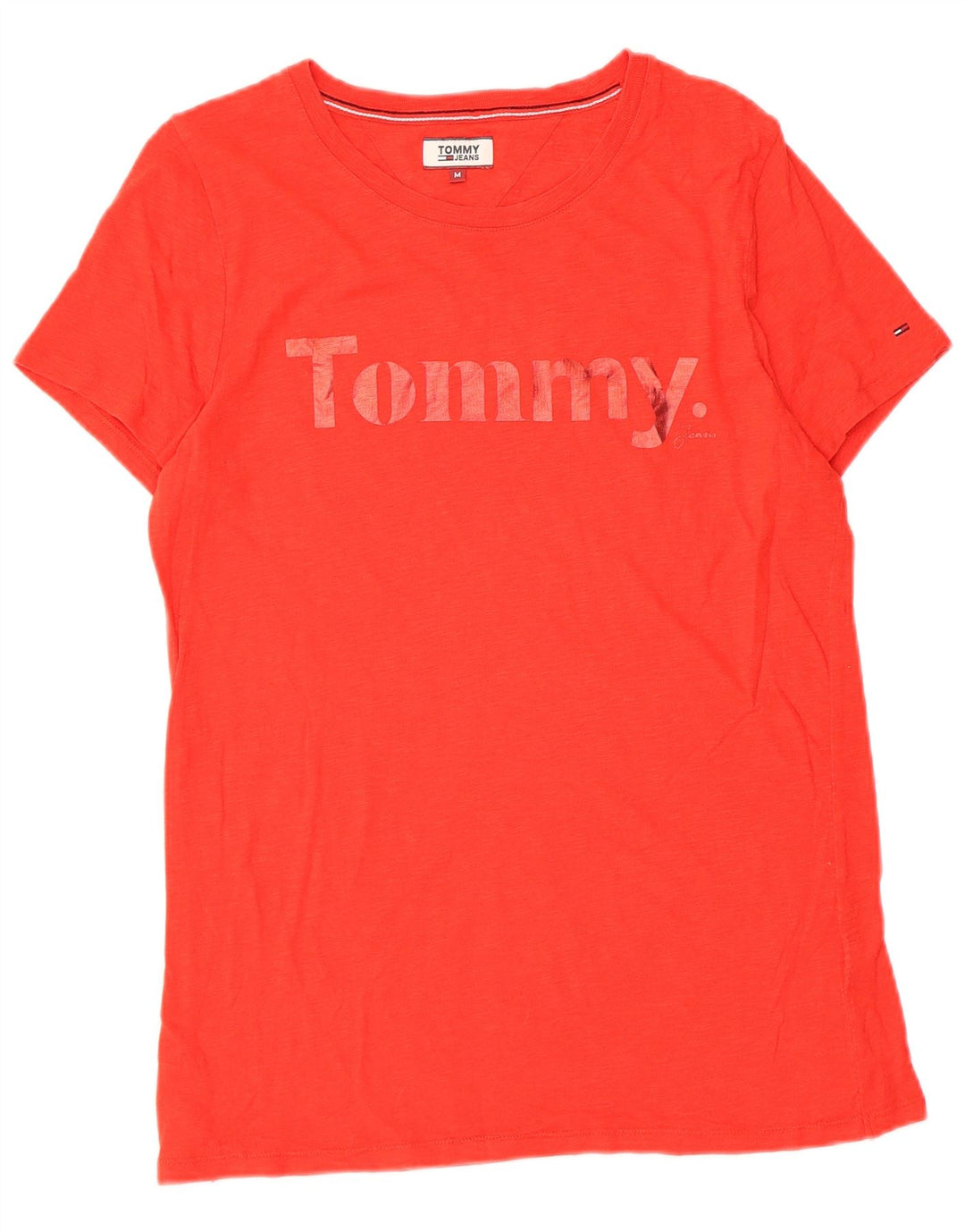 Tommy Hilfiger Damen T-Shirt mit Grafik, UK 12, mittelrot