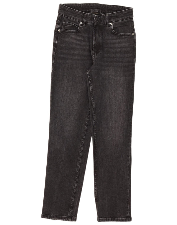 Massimo Dutti Damen Straight Jeans EU 34 2XS W24 L26 Schwarze Baumwolle