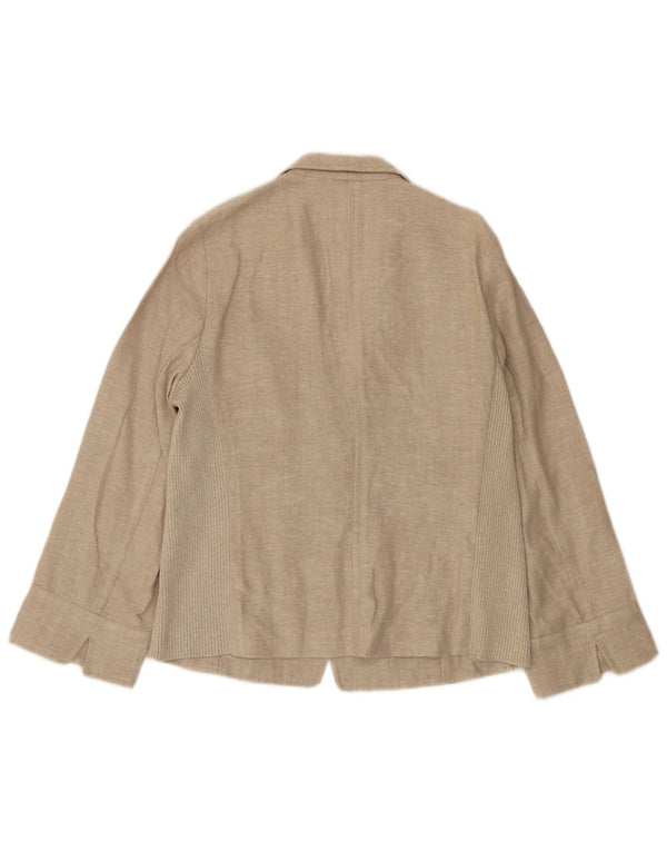 Paolo Tonali Damen 1-Knopf-Blazerjacke UK 12 Mittelbeiges Leinen