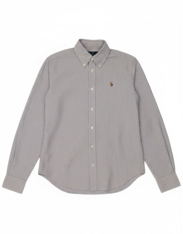 Ralph Lauren Damenhemd US 4 Small Blaue Nadelstreifen-Baumwolle