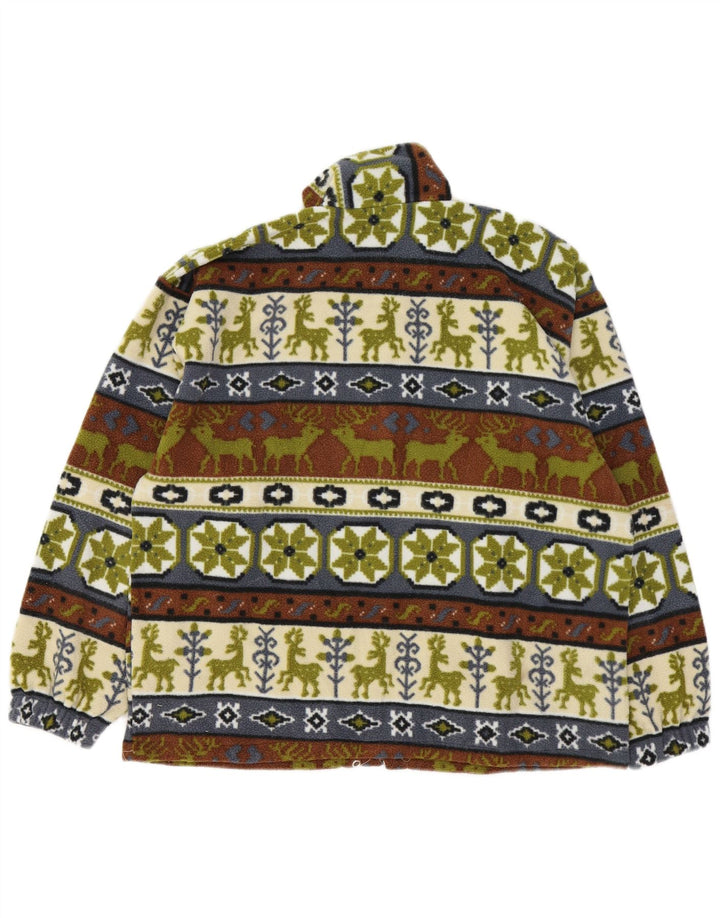 Vintage Herren-Fleecepullover mit Reißverschluss, mittelgroß, mehrfarbig, Fair Isle