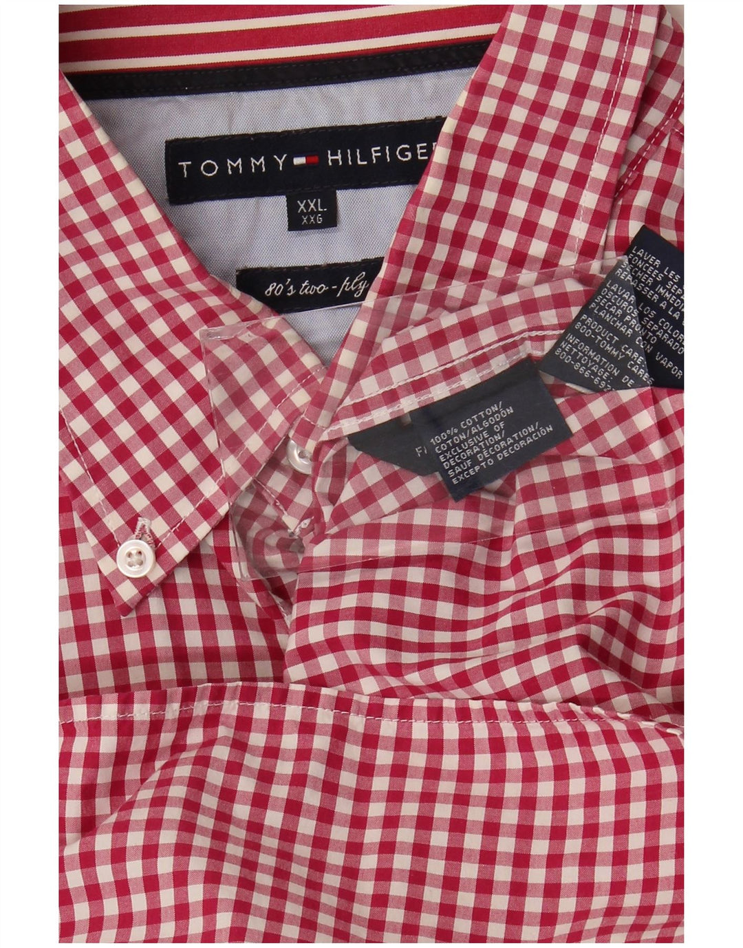 Tommy Hilfiger Herrenhemd 2XL Red Gingham Cotton