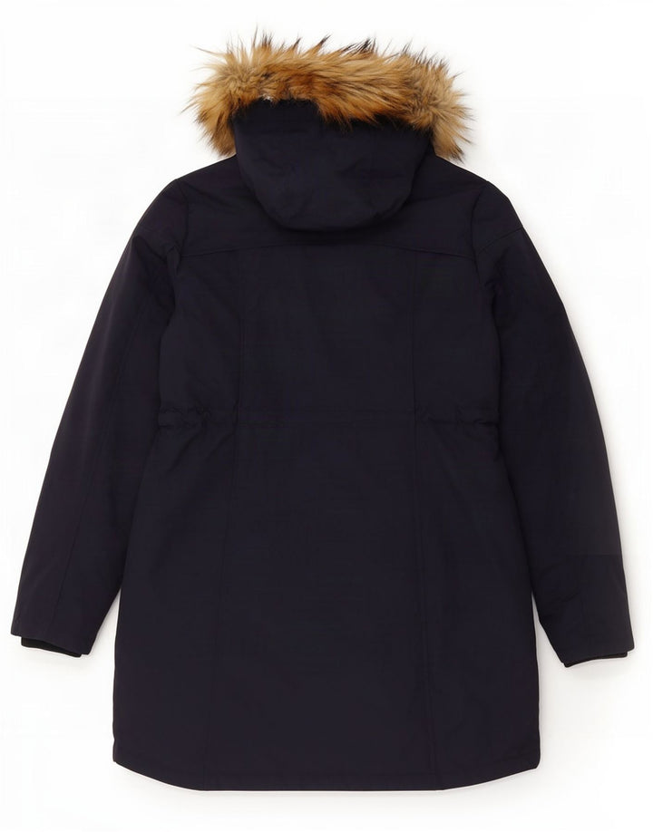 Fat Face Wattierter Damenmantel mit Kapuze, UK 14, mittelmarineblaues Nylon