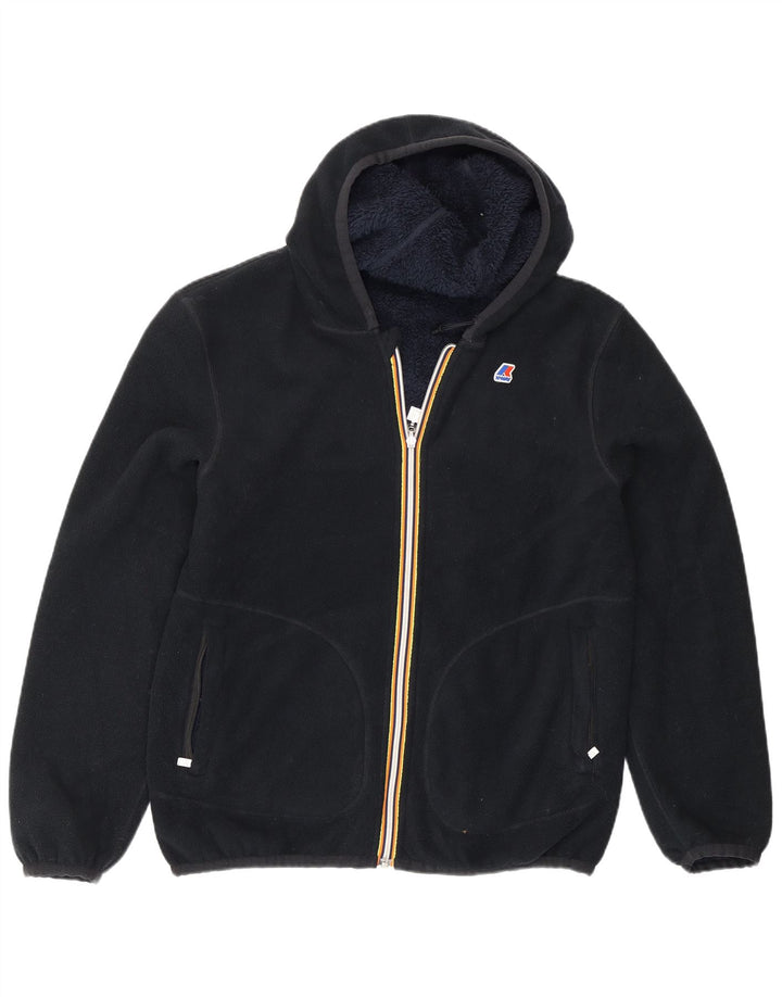 K-Way Herren-Fleecejacke mit Kapuze, wendbar, Größe 40, Marineblau, Polyester