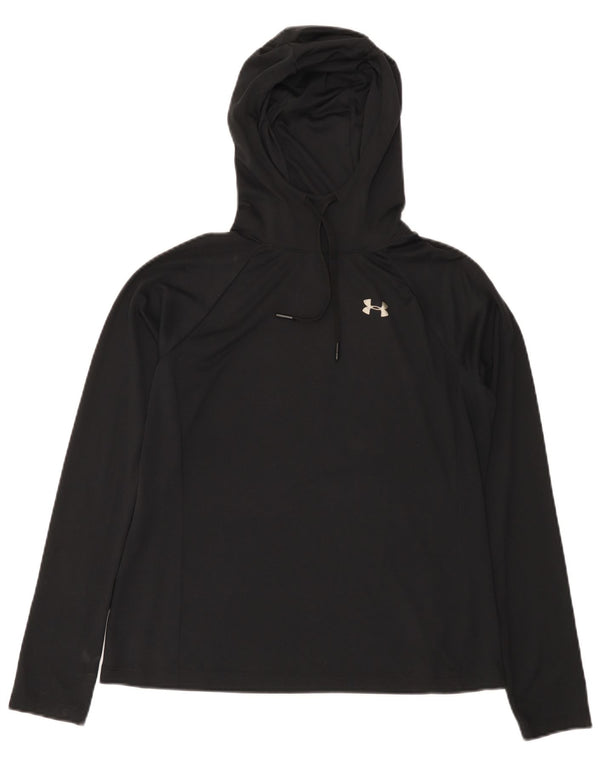 Under Armour Damen Heat Gear Kapuzenoberteil Langarm UK 14 Medium Schwarz