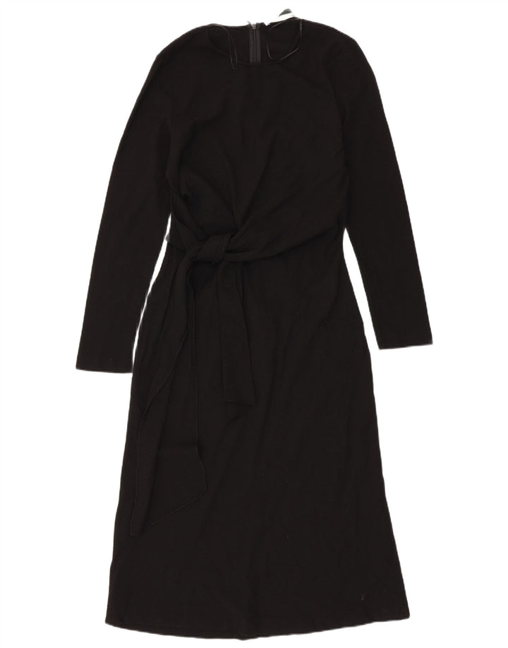 ZARA Damen Langarm-Maxikleid UK 12 Mittelschwarze Wolle