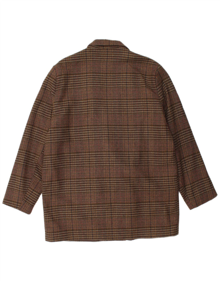 ETAM Damen-Zweireiher-Blazerjacke, US 16 2XL, braun kariertes Acryl