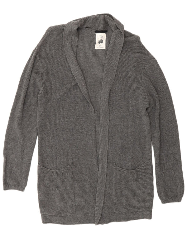 Zara Mädchen-Pullover, lockere Passform, offener Cardigan, 9–10 Jahre, graue Baumwolle