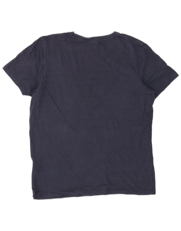 Jack & Jones Mens Graphic T-Shirt Top Large Navy Blue Cotton