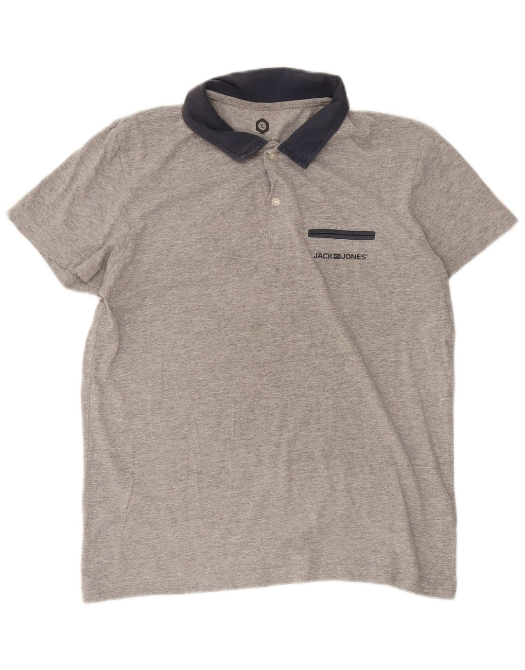 Jack & Jones Herren-Poloshirt aus mittelgrauer Colourblock-Baumwolle