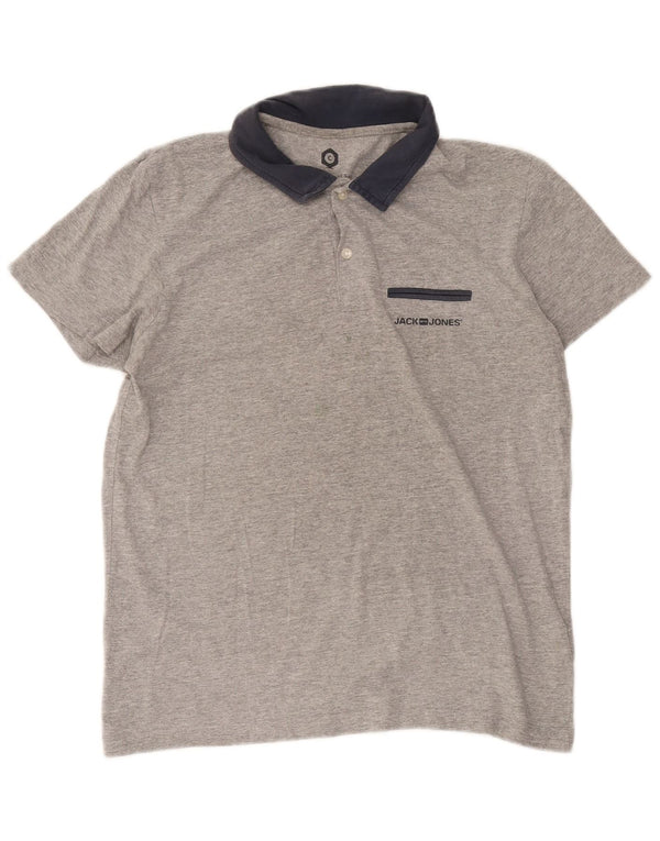 Jack & Jones Herren-Poloshirt aus mittelgrauer Colourblock-Baumwolle
