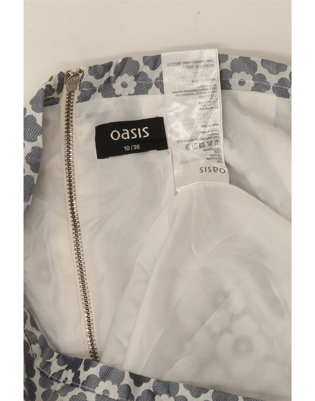 Oasis Damen Minirock UK 10 Small W28 Grau geblümtes Polyester