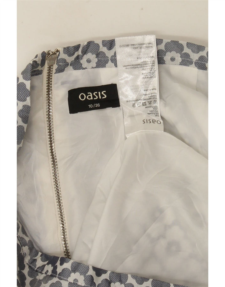 Oasis Damen Minirock UK 10 Small W28 Grau geblümtes Polyester