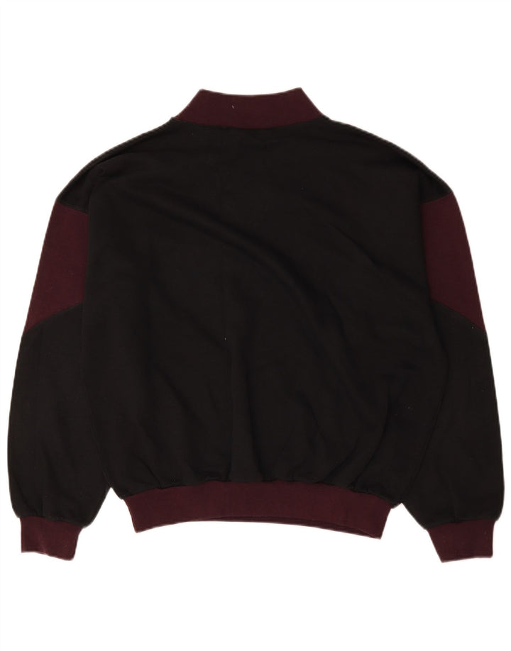 Vintage Herren Sweatshirt Pullover Medium Schwarz Colourblock Baumwolle