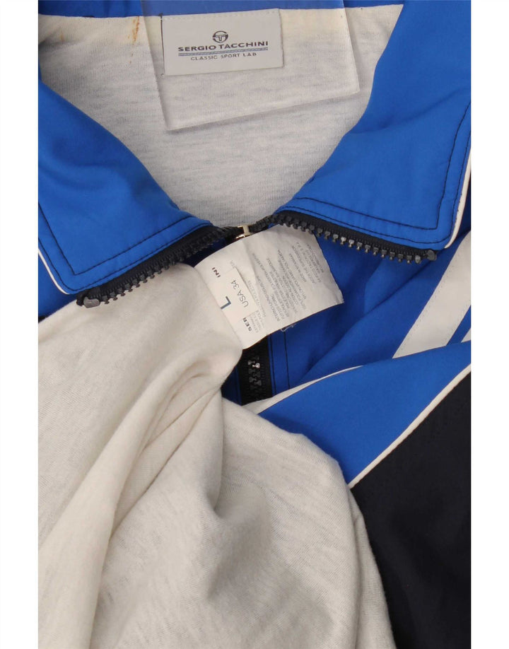 Sergio Tacchini Herren-Trainingsanzug-Oberteil, Jacke, groß, Marineblau, Farbblock