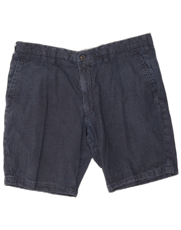 Marks & Spencer Herren Chinoshorts W38 XL Marineblau karierte Baumwolle