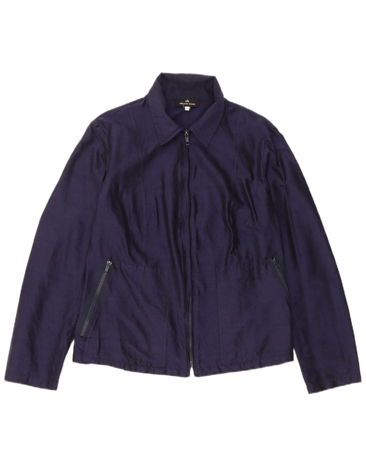 Alberto Biani Damen Bomberjacke IT 46 Große marineblaue Seide