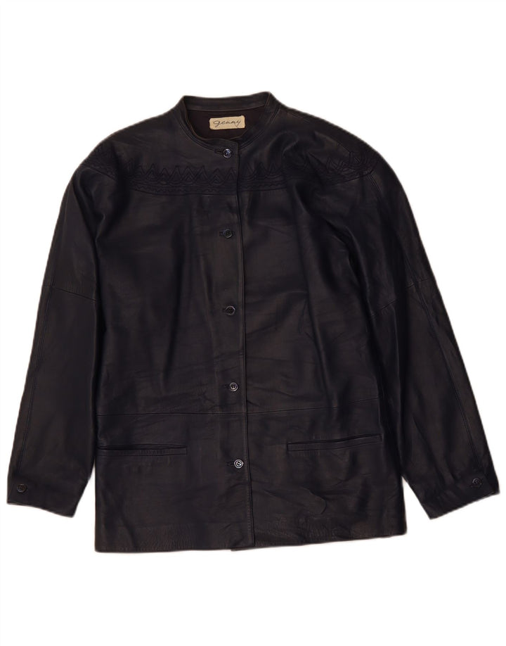 GENNY Damen Übergroße Lederjacke EU 34 XS Marineblau