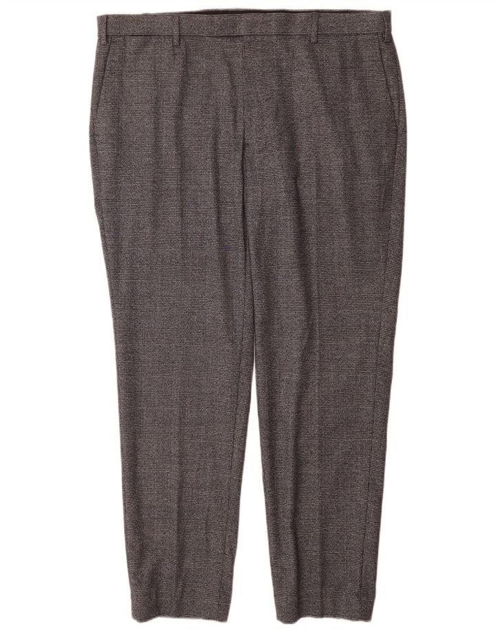 Marks & Spencer Herren-Anzughose mit maßgeschneiderter Passform und geradem Schnitt, W40 L31, grau kariert