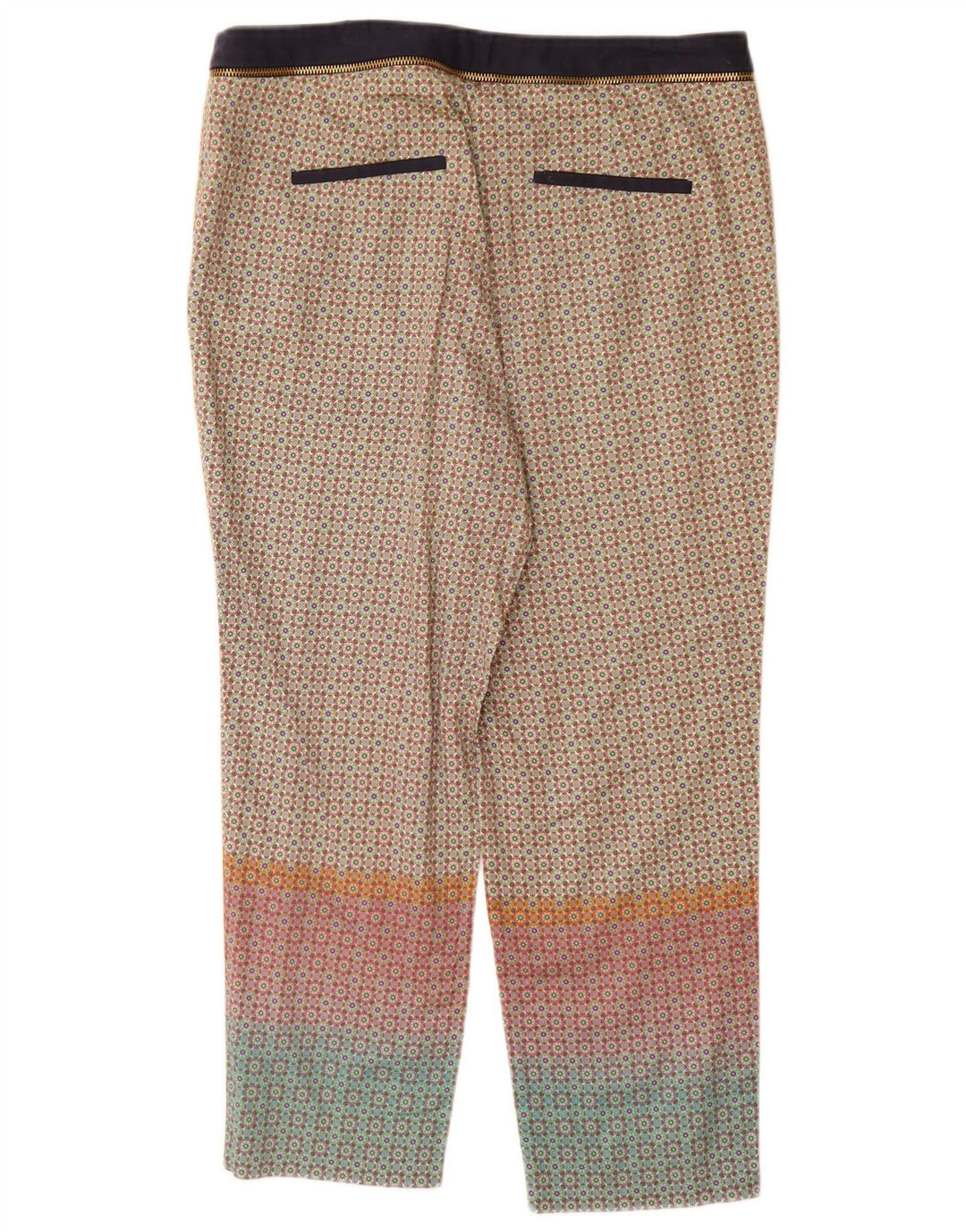 Zara Damen-Hose, kurz geschnitten, EU 40, mittelgroß, W30, L24, mehrfarbig, geometrisch