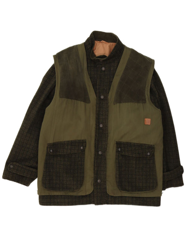 Belfe & Belfe Herren-Utility-Jacke IT 54 2XL grün karierte Wolle
