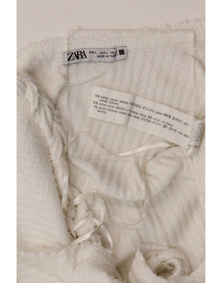 Zara Damen ärmelloses Etuikleid UK 14 Large Weiß Polyester