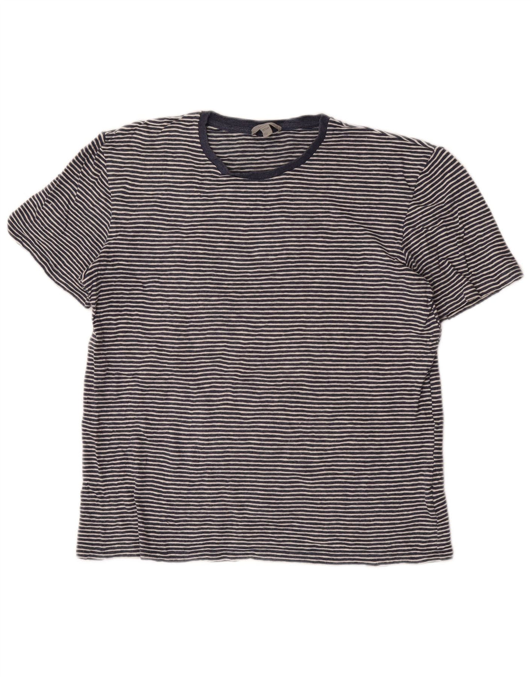 Cos Herren-T-Shirt-Oberteil aus mittelblauer, gestreifter Baumwolle
