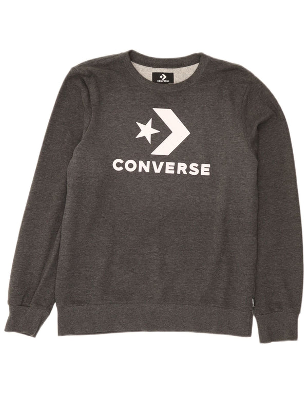 Converse Sweatshirt-Pullover mit Grafik für Jungen, 13–14 Jahre, XL, grau gefleckte Baumwolle