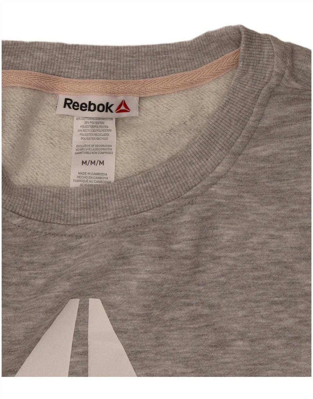 Reebok Womens Graphic Sweatshirt Pullover UK 14 Mittelgrau Farbblock