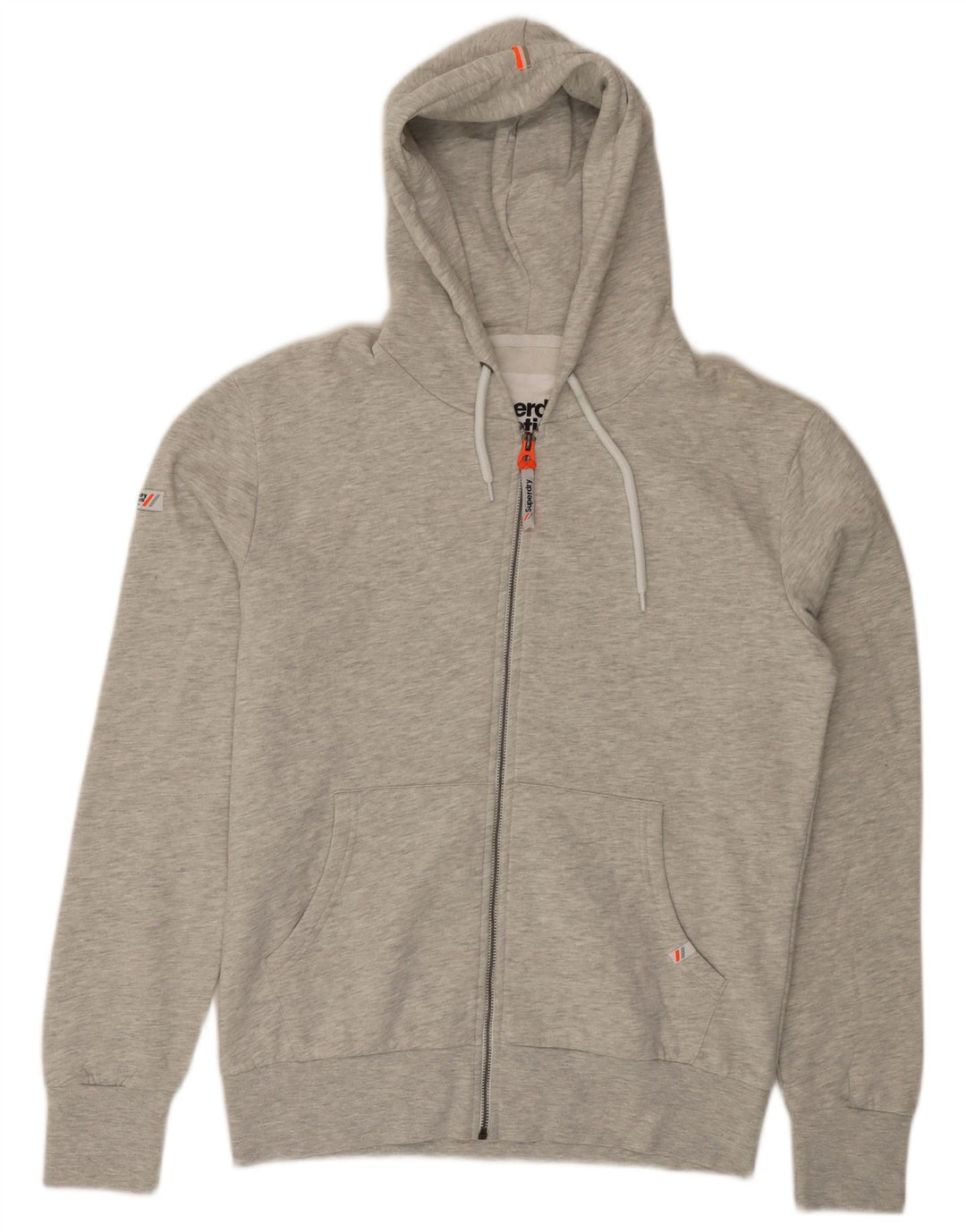 SUPERDRY Herren-Kapuzenpullover mit Reißverschluss, groß, grau gesprenkelte Baumwolle